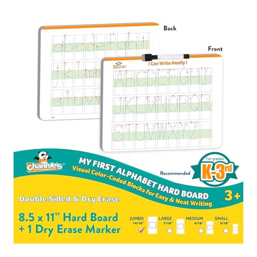 Channie’s Visual Dry Erase Alphabet or Numbers Hard Board - Handwriting for Pre-K, Kindergarten, Elementary School Students (My First Alphabet) Homeschool Learning Supplies & Summer Teaching Workbooks - style: My First Alphabet