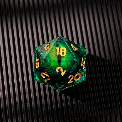 Beholder'S Eye D20 Dice Dragon Eye DND 22MM Single Dice with Resin Sharp Edge 20 Sided D&D Handmade Polyhedral for Dungeons and Dragons, RPG, Roleplaying Games MTG Table Games(Green Gold) - color: D20-green Dragon Eye