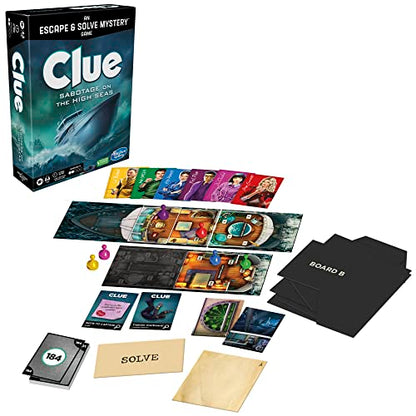 Hasbro Gaming Clue Board Game Sabotage on The High Seas, Escape Room Game, Murder Mystery Games, 1-6 Players, 10+ (Amazon Exclusive) - style: Sabotage on the High Seas