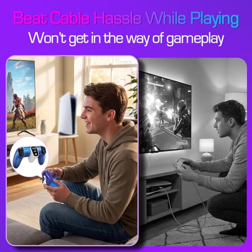 Wireless Charger for PS5 Controller with 2000mAh Battery Pack, Play While Charging for PlayStation 5 Controller Charger LED Display 12H Extended Playtime Ultra-Light Portable
