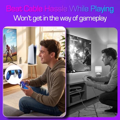 Wireless Charger for PS5 Controller with 2000mAh Battery Pack, Play While Charging for PlayStation 5 Controller Charger LED Display 12H Extended Playtime Ultra-Light Portable