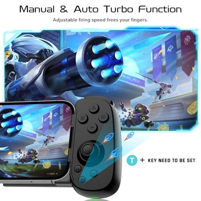 Joso Wireless Phone Controller for iPhone/Android, Mobile Game Controller with Hall Joystick Suitable for Xbox Cloud Gaming, PS Remote Play, Steam Link, Call of Duty & More - Black - color: Black | D6