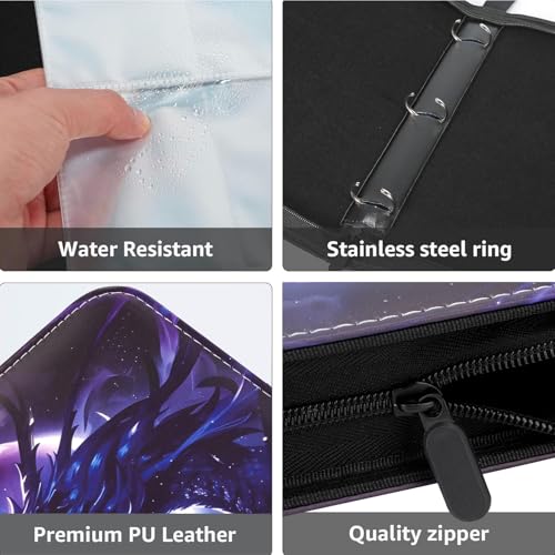 HBK Dragon Card Binder 900 Pockets, Compatible with MTG, TCG, Game Cards | 50 Removable Sleeves, PU Leather Cover, 3-Ring Trading Card Album with Zipper - color: Dragon, size: 900 Pockets