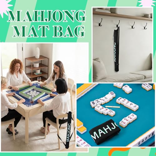 34 Inch Long Mahjong Mat Bag Cute Double Strapped Canvas Drawstring Mahjong Holder Lightweight Outdoor Carrying Bag for Board Games Travel Storage-Mat Not Include(Black,1 Pc) - color: Black, style: Soild