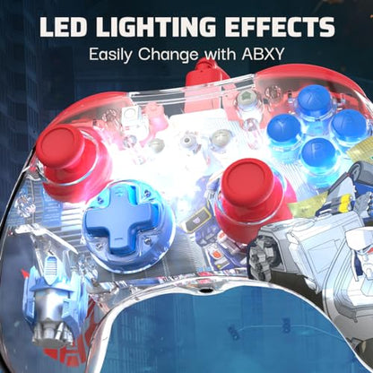 PDP REALMz Nintendo Switch Pro Controller, Customizable LED Lighting, 3.5mm Headphone Jack, Officially Licensed by Nintendo and Hasbro, Transformers: Optimus Prime City Battle - color: Optimus Prime