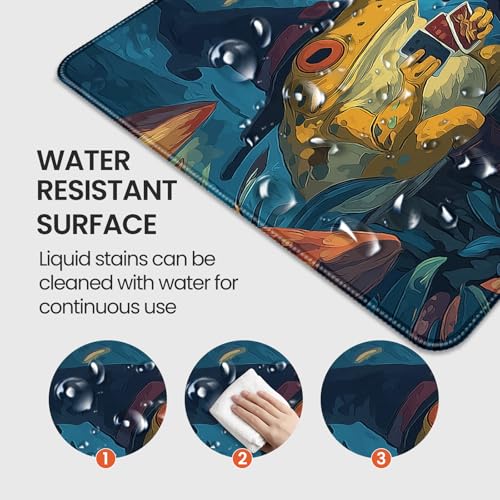 Anime Frog Playing Card Gaming Mouse Pad, Extended 35.4 x 15.7 Inches, Non-Slip Rubber Base, Stitched Edges,Water Proof， XXL Desk Mat - color: Anime Frog Playing Card Designs