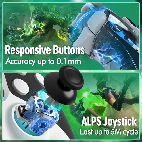 Upgrade for PS4 Controller, Wireless Control for PlayStation 4 Slim Pro PC Steam with 1200mAh, Remote with Dual Vibration Motion Sensor Map Button Turbo Shock ALPS Joystick