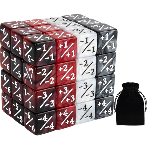48 Pieces Magic Counter Dice Plus 1 MTG Counters Dice Set Marble Life Buff Tokens D6 Dice Compatible with Magic The Gathering, TCG, Card Gaming Accessories, Red - color: Red