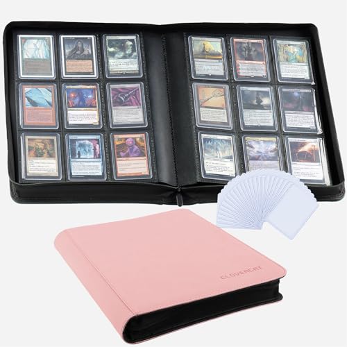 9-Pocket Toploader Binder, Clovecat Premium Card Book, Holds 252 Trading Card with 20 Removable Top-loader Sleeves, PU Card Holder Folders,Card Album for MTG, TCG, Yugioh, Game & Sports Cards (Pink) - color: Pink
