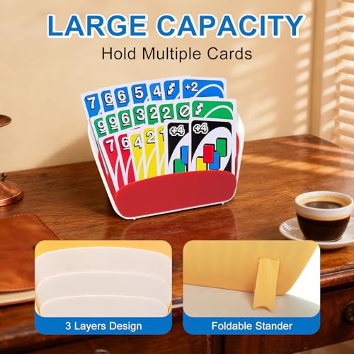 Card Holders for Playing Cards — 4-Pack Playing Card Holder, with Foldable Stand, Suitable for Little Hands, Seniors, Adults, Compatible with UNO, Poker, Essential for Game Night.