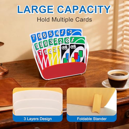 Card Holders for Playing Cards — 4-Pack Playing Card Holder, with Foldable Stand, Suitable for Little Hands, Seniors, Adults, Compatible with UNO, Poker, Essential for Game Night.