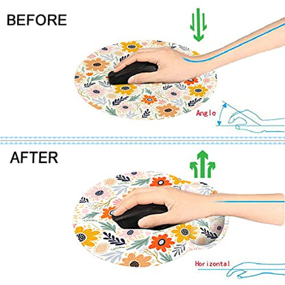 Memory Foam Wrist Support Mouse Pad Comfortable Padded Wrist Mousepads 9in X10in Desktop Notebook Mouse Mat (Pretty Flower Foam) - color: Pretty Flower Foam