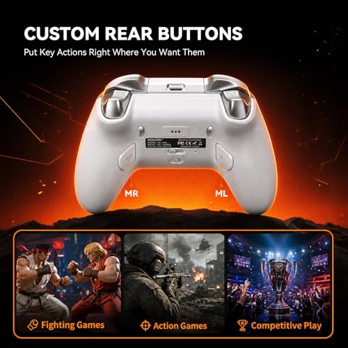 Aolion Gaming K30 TMR Wireless Gaming Controller for Switch 2/Switch/PC/iOS/Android, Zero Drift Joysticks, 1000Hz Polling Rate, Hall Effect Triggers, Swappable ABXY Buttons, RGB Lighting, Programmable Back Buttons - color: White
