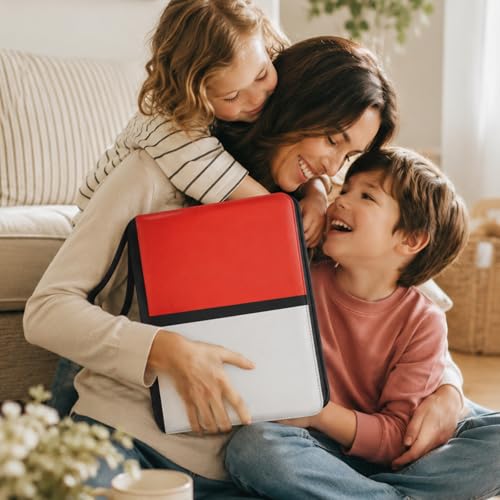 9 Pocket Zip Card Binder, Trading Card Album Holds 1080 Cards, Red White | Logo-free design,top-loading pages,removable double-sided pockets,waterproof cover,soft lnner lining. - color: Red White, size: 9 Pocket 1080