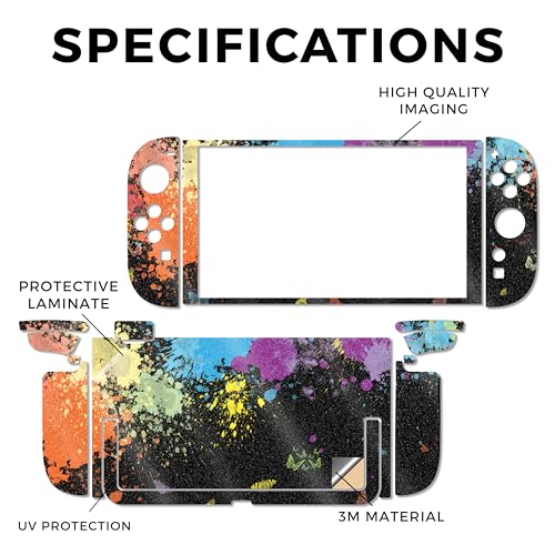 Glossy Glitter Gaming Skin Compatible with Nintendo Switch 2 Console Only - Splatter - Premium 3M Vinyl Protective Wrap Decal Cover - Easy to Apply | Crafted in The USA by MightySkins - color: Splatter, size: Switch 2 Console Skin Only, style: Glossy Glit
