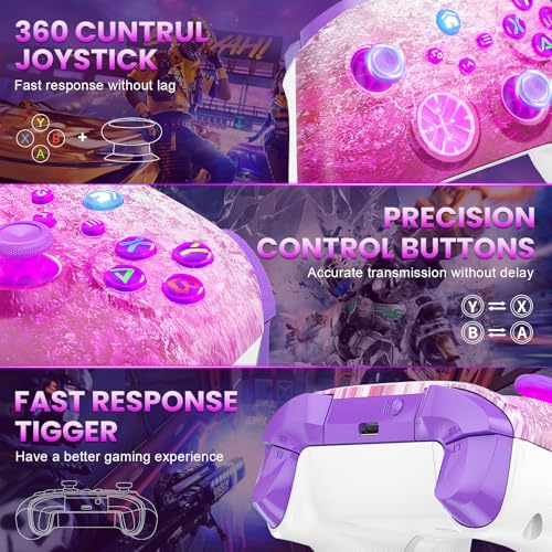 Xexvyrin RGB Wireless for X-Box Controller, Compatible with X-Box One X|S, Series PC, Special Edition Custom Controller 6-Axis Motion Control/3.5mm Audio Jack/Dual Vibration/Macro Function/Turbo（pink） - color: pink