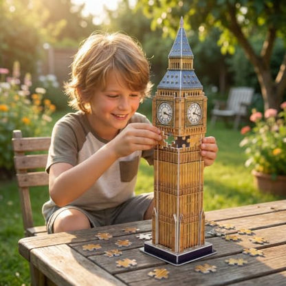 Architecture World Famous of 3D Puzzle.Build Your Own Collection of 17 Global Landmarks (Notre Dame, Colosseum) - Educational DIY Model Kit for Kids & Adults. (Big Ben in London（Elizabeth Tower）) - color: Big Ben in London（elizabeth Tower）
