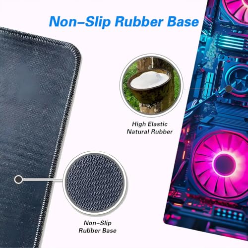 Cyberpunk Mouse Pad Neon Technology Exquisite XL Mouse Pad Large Mousepad Extended Laptop Keyboard Mat Gaming Desk Pad Mouse Mat Fits Home Desk, Office Table, or Study Room 31.5x11.8 Inch - color: Neon, size: 31.5L x 11.8W inches