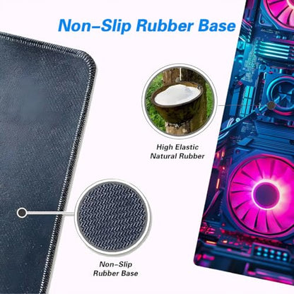 Cyberpunk Mouse Pad Neon Technology Exquisite XL Mouse Pad Large Mousepad Extended Laptop Keyboard Mat Gaming Desk Pad Mouse Mat Fits Home Desk, Office Table, or Study Room 31.5x11.8 Inch - color: Neon, size: 31.5L x 11.8W inches