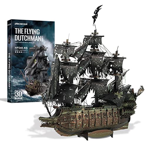 Piececool Metal 3D Puzzles for Adults, Flying Dutchman Pirate Ship Model Kits, 3D Watercraft Model Building Kit, DIY Craft Kits Difficult 3D Puzzles for Family Time, Great Christmas Birthday Gifts - color: Flying Dutchman