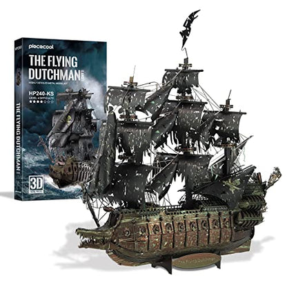 Piececool Metal 3D Puzzles for Adults, Flying Dutchman Pirate Ship Model Kits, 3D Watercraft Model Building Kit, DIY Craft Kits Difficult 3D Puzzles for Family Time, Great Christmas Birthday Gifts - color: Flying Dutchman