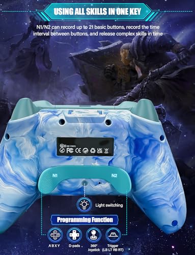 Wireless Switch Controllers for Nintendo Switch/OLED/Lite/Switch 2, 1200mAh Pro Controller with 10 Color LED Lights, Rechargeable Switch Control Gamepad with Vibration, 6-Axis Gyro, Turbo, Wake Up - color: Tie-dye Blue