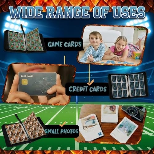Trading Card Binder 9 Pocket, TouchDown Football Card Binder Holds 900 Cards with 50 Removable Sleeves, Waterproof PU Leather with Zipper Card Collector Album Book Compatible with TCG Cards - color: TouchDown Football