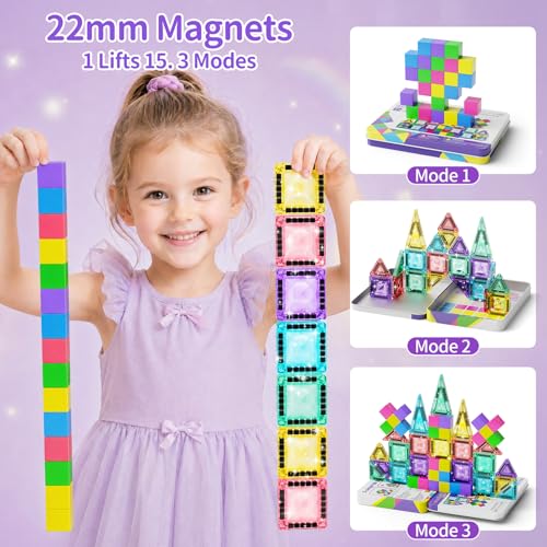 Travel Magnetic Tiles Building Set 60 PCS Transparent 3D Magnetic Blocks with Construction Board STEM Educational Building Toys for Boys & Girls Ages 3-12 (3 in 1 Compatible) - style: 3 in 1 Compatible