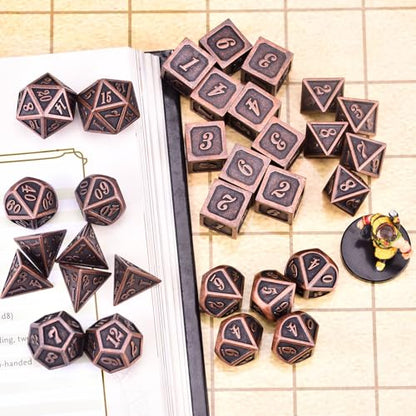 Extended Metal Dice RPG Set | 31 Piece Polyhedral Dice for DND5E Tabletop Role Playing Adventure Games (Copper) - color: Copper