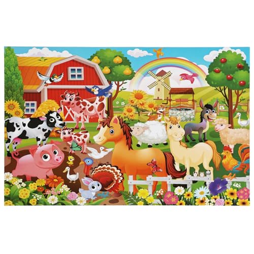 100 Piece Puzzles for Kids Ages 4-6 – Floor Kids Puzzles Ages 6-8 Year Old – Toy for Learning Farm Animals for 8-10 yo – Jigsaw Toddler Game for Boy and Girl Ages 3-5 - color: Farm