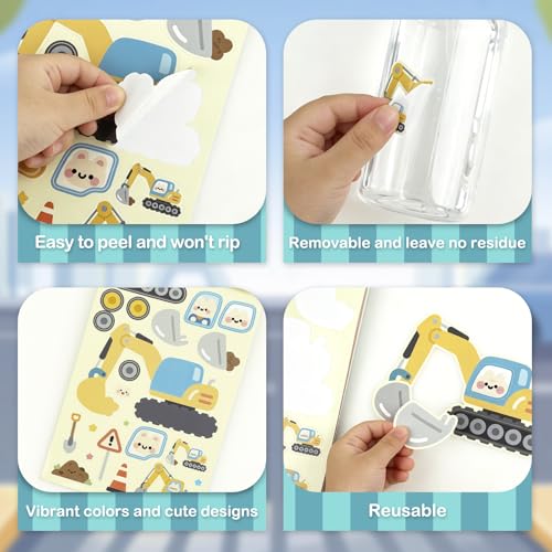 Vehicle Stickers for Toddlers and Kids, 10 Transportation Stickers and a Scene Card, Make Your Own Police Car, Ambulance, Fire Truck Decals, Goodie Bag Stuffers, Boy Toys, Construction Party Favors - style: Car