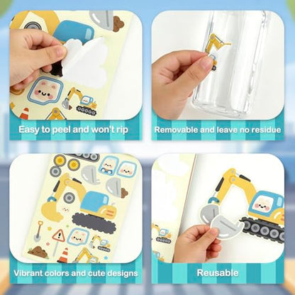 Vehicle Stickers for Toddlers and Kids, 10 Transportation Stickers and a Scene Card, Make Your Own Police Car, Ambulance, Fire Truck Decals, Goodie Bag Stuffers, Boy Toys, Construction Party Favors - style: Car