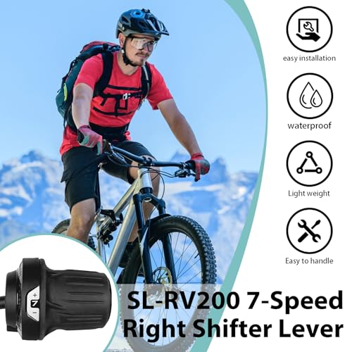 7 Speed Shifter SL-RV200-7R Bike Shifter Right Twist Shift Lever | with Visual Window,Lightweight Design,Durable and Stable,7 Speed Shifter for Moutain Bike,Commuter Bike,Touring Bike - size: 7 Speed/SL-RV200-7R
