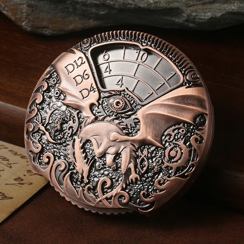 DND Spinner Dice DNDND 7-in-1 Fidget Spinner Metal D&D Dice Set with Gorgeous Gift Box for Dungeons and Dragon and Tabletop Game (Copper) - color: Dragon Copper