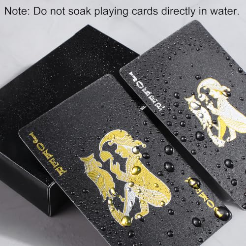 REGUICORP Playing Cards 3 Pack, Waterproof Black and Gold Playing Cards, HD Flexible Personalized Deck of Cards, Standard Poker Size for Family Game Night and Gifts, Fun for All Ages