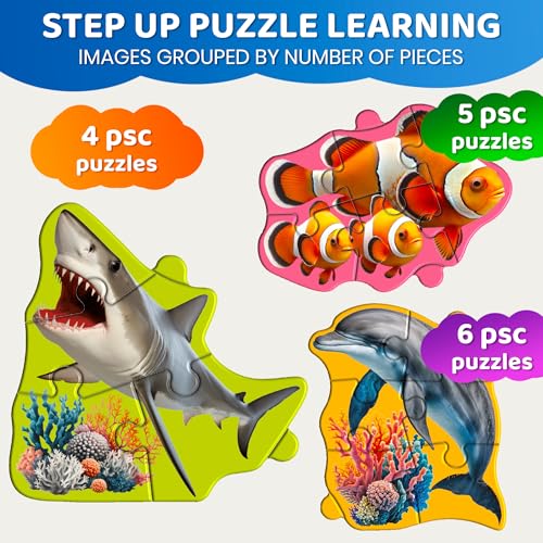 QUOKKA Step Up Magnetic Puzzles for Toddlers 1-3, Ocean Puzzle Set in One Book, Travel Games for Kids 3-5, Screen Free Toy for Toddlers and Preschoolers - color: Ocean