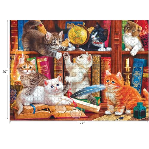 RoseArt Kodak Premium Library Mischief 1000 Piece Jigsaw Puzzle for Adults | Fully Interlocking Pieces, Bonus Poster Included, Made in USA, Birthday Gift - style: Library Mischief