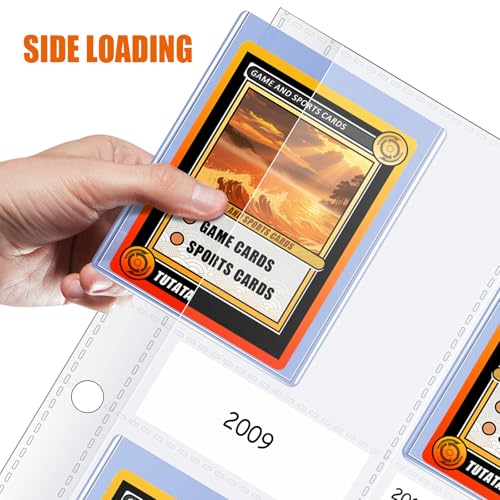 4 Pocket Top Loader Sleeves, Trading Card Binder Pages, Baseball Card Storage Sleeves for 3 Ring Binder-50 Pages