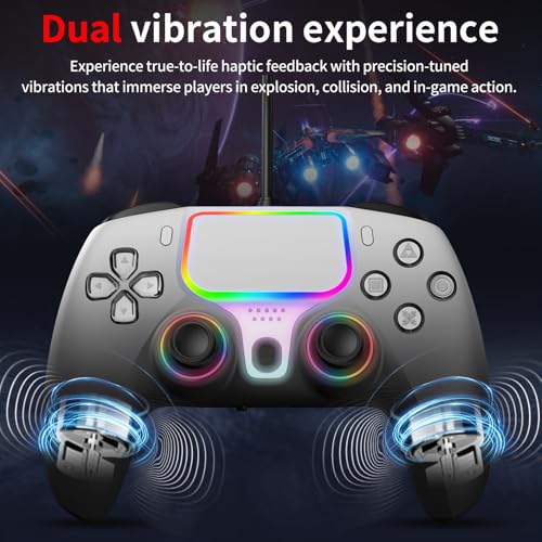 NBCP for PlayStation 5 Wired Game Controller,Compatible With PS5, PS4,PC and Steam Gamepads,Dual Vibration and Hall Effect Triggers,6-Axis Gyroscope,Turbo Function and 3.5mm Headphone Jack(Gray) - color: Gray