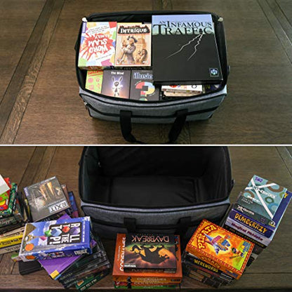 Allplay Game Haul Board Game Bag, Heavy-Duty Carry Case with Shoulder Strap | Padded Travel Bag for Board Games & Tabletop Storage | Large Capacity | Water-Resistant Design (Oxford Gray)