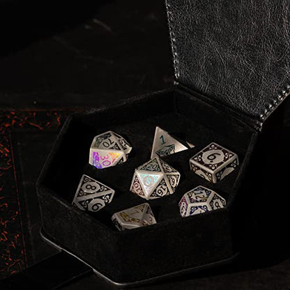 UDIXI Gemstone Dice Set D&D White Crystal Stone DND Dice for Tabletop Games | Natural Stone, Premium Gift Box, DM Gift, for Dungeons and Dragons Role Playing Games - color: Electroplating White Crystal