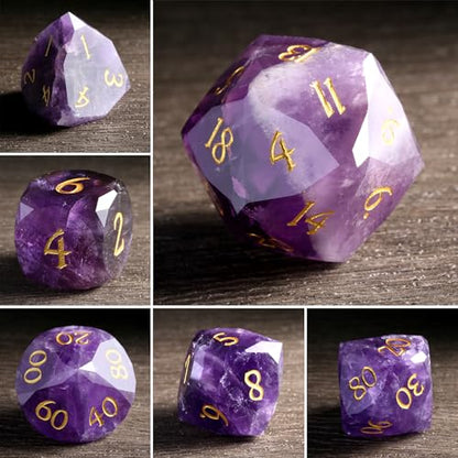 DNDND Amethyst Multifacted D&D Dice Set with Gift Case for Dungeons and Dragons Tabletop Gaming, Collectors(Amethyst) - color: Amethyst