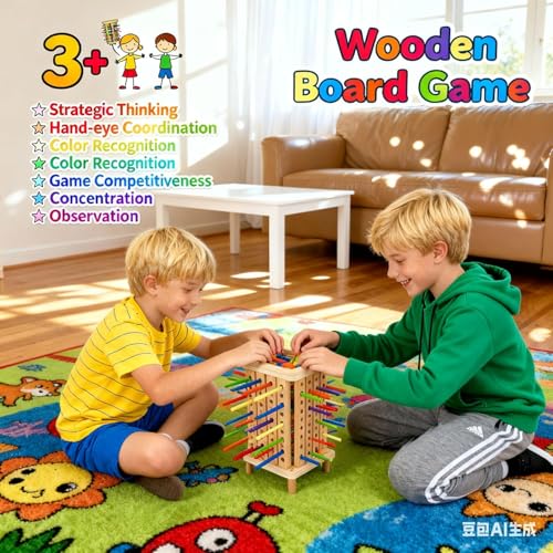 Pichoi Montessori Game Wooden Board Game - Multiplayer Family Travel Game - Math Educational Fine Motor Skills Toy for Boys Girls Ages 3-8, Perfect Holiday & Birthday Gift