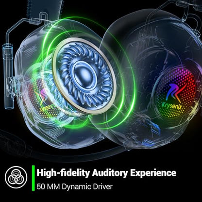 Krysenix Wireless Gaming Headset with Noise Canceling Mic for Xbox, PS5 | Low latency<20ms|Dual Mode (2.4GHz+BT)丨Compatible: PC/PS5/PS4/Switch/Mac/Tablet/Phone丨50H Battery丨Foldable Design - color: White for XBOX