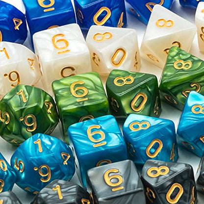 5 Sets Dice DND Polyhedral Dice Set (35pcs) with 1 Leather Die Bag, D&D Die Set for Dungeons and Dragons, RPG Table Games. (5Sets/35Pcs) - color: 5sets/35pcs