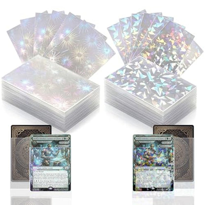 DEDC MTG Card Sleeves 200CT (Firework+Broken Stone) Holographic Front & Matte Finish Back Smooth Shuffle Standard Size 4 Mil Tear Resistant Art Cards Sleeve for Magic The Gathering - style: Front Holographic Back Clear Matte