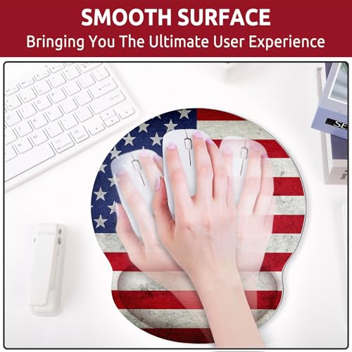 KONVINIT Ergonomic Mouse Pad with Wrist Rest, Small Mousepad with Non-Slip Rubber Base and Smooth Surface, Beach Mouse Pads for Desk, Office Desk Accessories - color: Flag