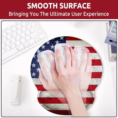KONVINIT Ergonomic Mouse Pad with Wrist Rest, Small Mousepad with Non-Slip Rubber Base and Smooth Surface, Beach Mouse Pads for Desk, Office Desk Accessories - color: Flag