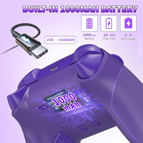 Wireless 2.4GHz Controller for Xbox One Controller with 7 Colors RGB Light,Compatible With Xbox Series S|X Consoles,Steam,PC,with 1000mAh Battery/Hall Effect Sticks/Turbo/Programmable/3.5mm Audio Jack - color: Purple