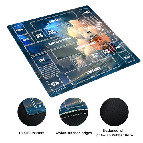 Playmat for One Piece Card Game for Two Players, 24x24 inches, with 4-Pocket Card Binder Set and 400+ Card Capacity